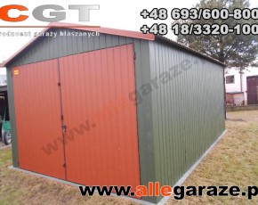 Garaż blaszany 3,5x6 dwuspadowy grafit RAL7024 brama uchylna