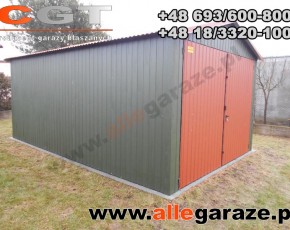 Garaż blaszany 3,5x6 dwuspadowy grafit RAL7024 brama uchylna
