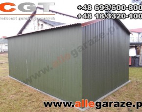 Garaż blaszany 3,5x6 dwuspadowy grafit RAL7024 brama uchylna