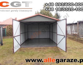 Garaż blaszany 3,5x6 dwuspadowy grafit RAL7024 brama uchylna