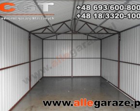 Garaż blaszany 3,5x6 dwuspadowy grafit RAL7024 brama uchylna