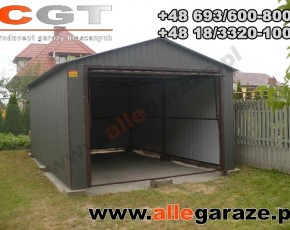 Garaż blaszany 3,5x6 dwuspadowy grafit RAL7024 brama uchylna