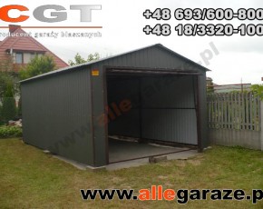 Garaż blaszany 3,5x6 dwuspadowy grafit RAL7024 brama uchylna