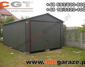 Garaż blaszany 3,5x6 dwuspadowy grafit RAL7024 brama uchylna