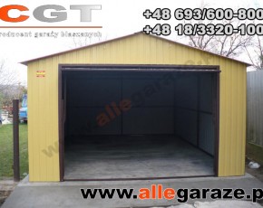 Garaż blaszany 3,5x6 dwuspadowy grafit RAL7024 brama uchylna