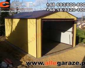 Garaż blaszany 3,5x6 dwuspadowy grafit RAL7024 brama uchylna