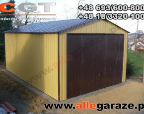 Garaż blaszany 3,5x6 dwuspadowy grafit RAL7024 brama uchylna