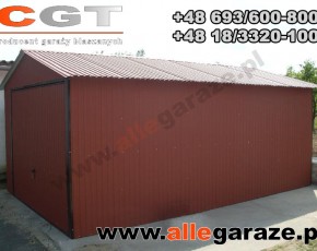 Garaż blaszany 3,5x6 dwuspadowy  RAL3005 brama uchylna