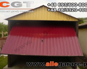 Garaż blaszany 3,5x6 dwuspadowy piaskowy RAL 1002 brama uchylna