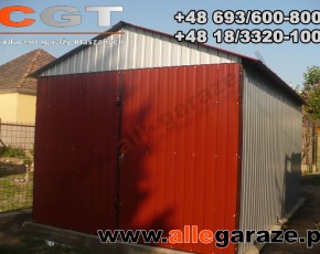 Garaż blaszany 3,5x6 dwuspadowy biały RAL 9010 brama uchylna