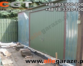 Garaż blaszany 4x4 standardowy zielony RAL6020 brama uchylna