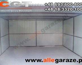 Garaż blaszany 4x4 standardowy brązowy RAL 8017 brama dwuskrzydłowa