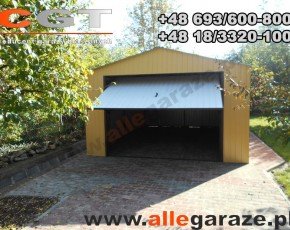 Garaż blaszany 4x6 dwuspadowy zielony RAL 6020 brama dwuskrzydłowa