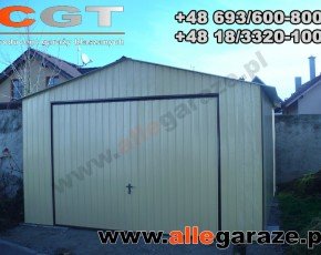 Garaż blaszany 4x6 dwuspadowy zielony RAL 6020 brama dwuskrzydłowa