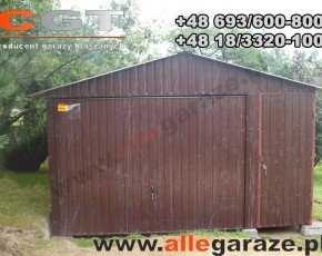 Garaż blaszany 4x6 dwuspadowy brązowy RAL 8017 brama dwuskrzydłowa
