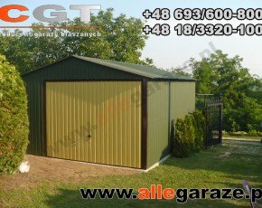 Garaż blaszany 4x6 dwuspadowy zielony RAL 6020 brama dwuskrzydłowa
