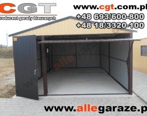 Garaż blaszany 4x6 dwuspadowy piaskowy RAL 1002 brama uchylna