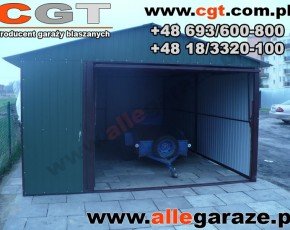 Garaż blaszany 4x6 dwuspadowy grafit RAL 7024 brama uchylna