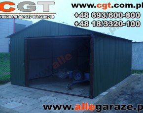 Garaż blaszany 4x6 dwuspadowy grafit RAL 7024 brama uchylna