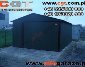 Garaż blaszany 4x6 dwuspadowy grafit RAL 7024 brama uchylna