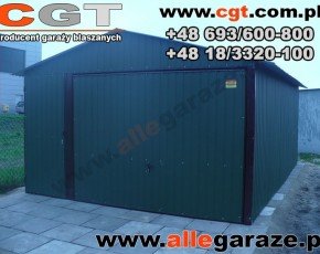 Garaż blaszany 4x6 dwuspadowy grafit RAL 7024 brama uchylna