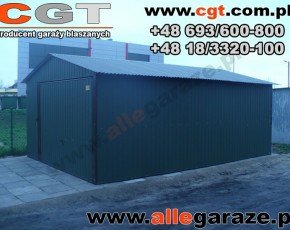 Garaż blaszany 4x6 dwuspadowy grafit RAL 7024 brama uchylna