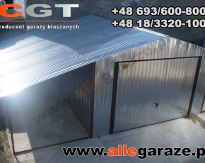 Garaż blaszany 4x6 dwuspadowy ocynk zadaszenie brama uchylna