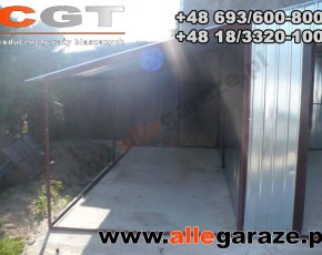 Garaż blaszany 4x6 dwuspadowy ocynk zadaszenie brama uchylna