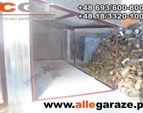 Garaż blaszany 4x6 dwuspadowy ocynk zadaszenie brama uchylna