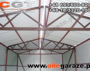 Garaż blaszany 4x7 dwuspadowy brązowy RAL8017 brama dwuskrzydłowa