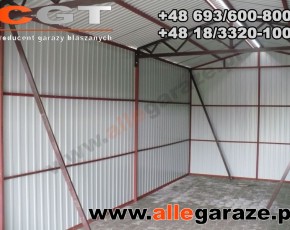 Garaż blaszany 4x7 dwuspadowy brązowy RAL8017 brama dwuskrzydłowa
