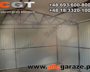 Garaż blaszany 5x5 dwuspadowy brązowy RAL 8017 brama uchylna