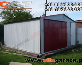 Małopolska Śląsk Garaże blaszane garaż blaszany 5x5 dwuspadowy RAL8017 RAL1002 RAL8004 RAL9010 RAL6020 RAL3005 allegaraze.pl
