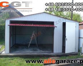 Małopolska Śląsk Garaże blaszane garaż blaszany 5x5 dwuspadowy RAL8017 RAL1002 RAL8004 RAL9010 RAL6020 RAL3005 allegaraze.pl