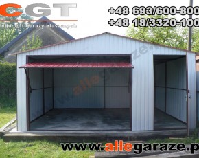 Małopolska Śląsk Garaże blaszane garaż blaszany 5x5 dwuspadowy RAL8017 RAL1002 RAL8004 RAL9010 RAL6020 RAL3005 allegaraze.pl