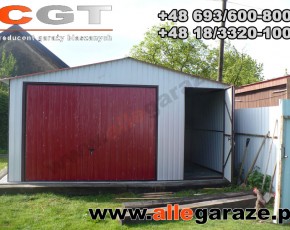 Małopolska Śląsk Garaże blaszane garaż blaszany 5x5 dwuspadowy RAL8017 RAL1002 RAL8004 RAL9010 RAL6020 RAL3005 allegaraze.pl