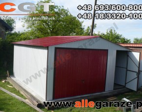 Małopolska Śląsk Garaże blaszane garaż blaszany 5x5 dwuspadowy RAL8017 RAL1002 RAL8004 RAL9010 RAL6020 RAL3005 allegaraze.pl