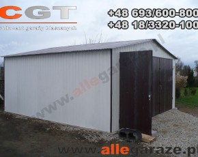 Garaż blaszany 5x5 dwuspadowy biały RAL 9010 brama dwuskrzydłowa