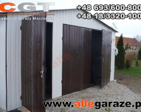 Garaż blaszany 5x5 dwuspadowy biały RAL 9010 brama dwuskrzydłowa