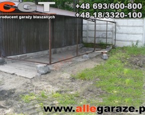 Garaż blaszany 6x5 RAL 8017 brązowy z zadaszeniem 