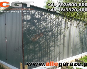 Garaż blaszany 6x5 spad na tył grafit RAL 7024 brama uchylna