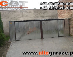 Garaż blaszany 7x5 spad na tyl ocynk brama uchylna
