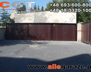 Garaż blaszany 9x5 spad na tył piaskowy RAL 1002 brama uchylna