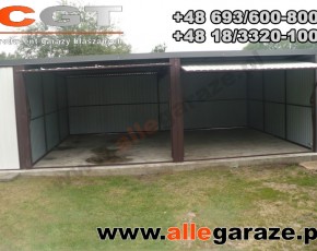 Garaż blaszany 9x5 spad na tył grafit RAL 7024 brama uchylna
