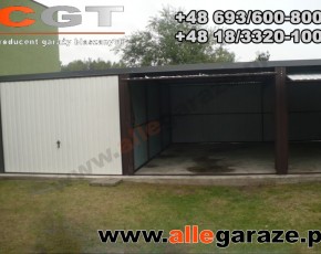 Garaż blaszany 9x5 spad na tył grafit RAL 7024 brama uchylna