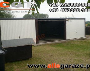 Garaż blaszany 9x5 spad na tył grafit RAL 7024 brama uchylna