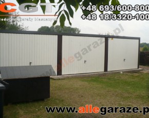 Garaż blaszany 9x5 spad na tył grafit RAL 7024 brama uchylna