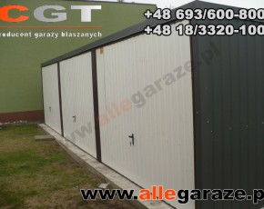 Garaż blaszany 9x5 spad na tył grafit RAL 7024 brama uchylna