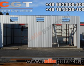 Hala garażowa 10x5 dwuspadowa biała RAL9010 brama dwuskrzydłowa  
