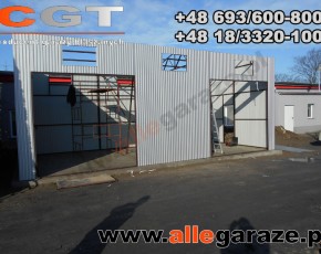 Hala garażowa 10x5 dwuspadowa biała RAL9010 brama dwuskrzydłowa  